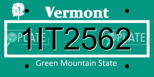 1IT2562 Vermont License Plate