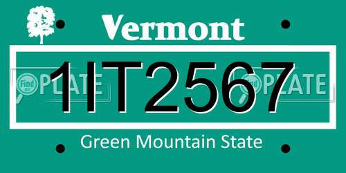 1IT2567 Vermont License Plate