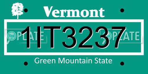 1IT3237 Vermont License Plate