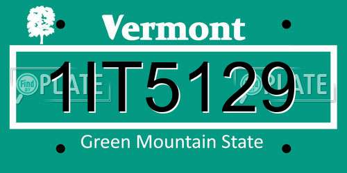 1IT5129 Vermont License Plate