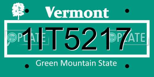 1IT5217 Vermont License Plate