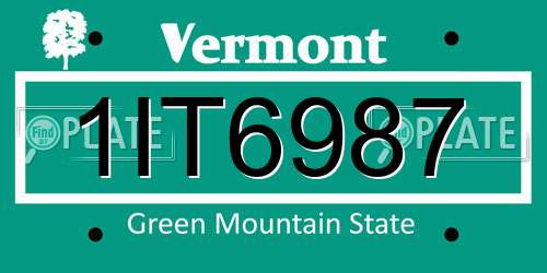 1IT6987 Vermont License Plate