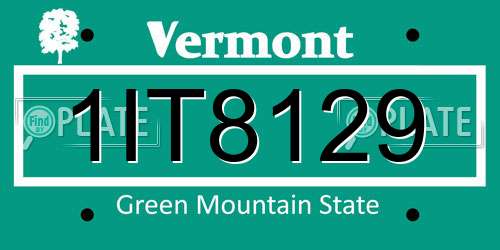 1IT8129 Vermont License Plate