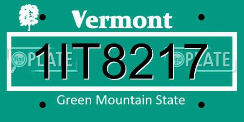 1IT8217 Vermont License Plate