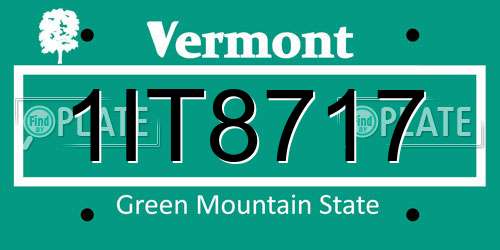 1IT8717 Vermont License Plate