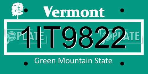 1IT9822 Vermont License Plate