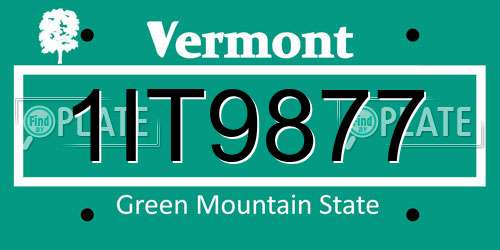 1IT9877 Vermont License Plate