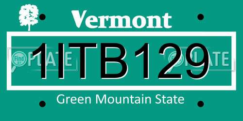 1ITB129 Vermont License Plate