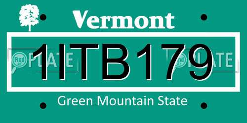 1ITB179 Vermont License Plate