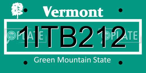 1ITB212 Vermont License Plate