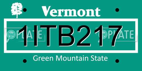 1ITB217 Vermont License Plate
