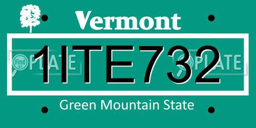 1ITE732 Vermont License Plate