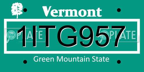 1ITG957 Vermont License Plate