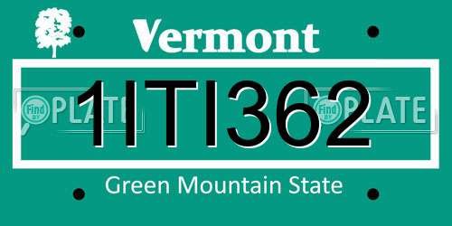 1ITI362 Vermont License Plate