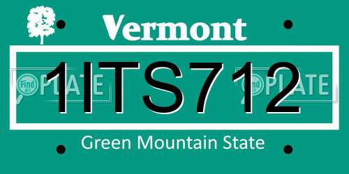 1ITS712 Vermont License Plate