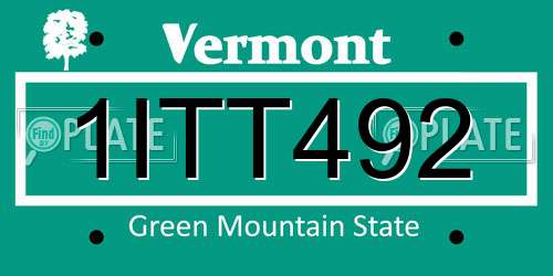 1ITT492 Vermont License Plate