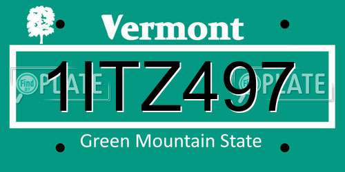 1ITZ497 Vermont License Plate