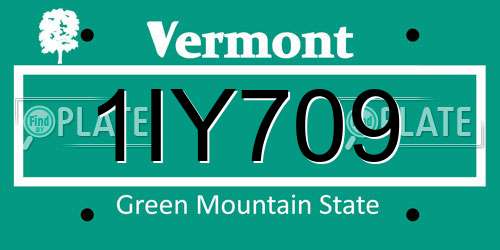 1IY709 Vermont License Plate