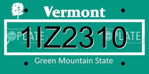 1IZ2310 Vermont License Plate