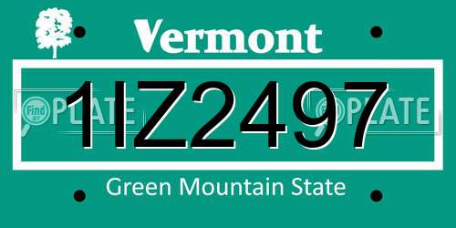 1IZ2497 Vermont License Plate