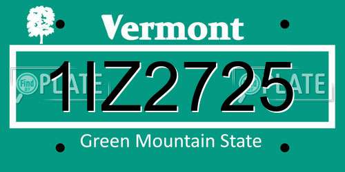 1IZ2725 Vermont License Plate