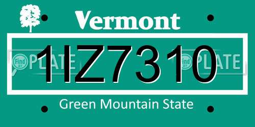 1IZ7310 Vermont License Plate