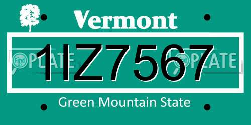 1IZ7567 Vermont License Plate