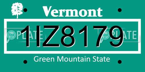 1IZ8179 Vermont License Plate