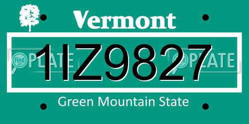 1IZ9827 Vermont License Plate