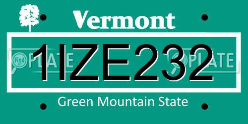 1IZE232 Vermont License Plate