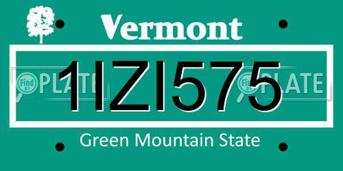 1IZI575 Vermont License Plate