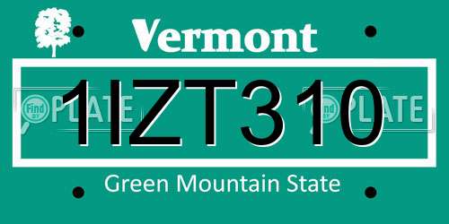 1IZT310 Vermont License Plate