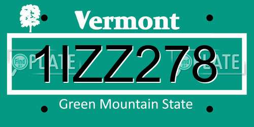 1IZZ278 Vermont License Plate
