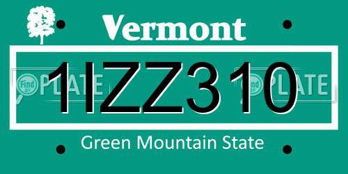 1IZZ310 Vermont License Plate