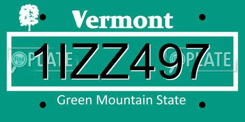 1IZZ497 Vermont License Plate