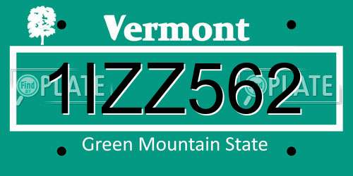 1IZZ562 Vermont License Plate