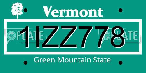 1IZZ778 Vermont License Plate