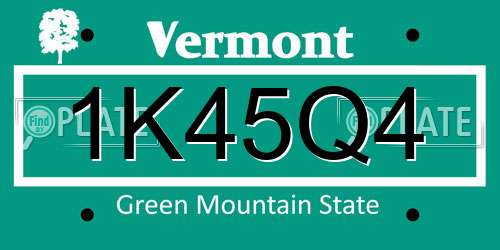1K45Q4 Vermont License Plate