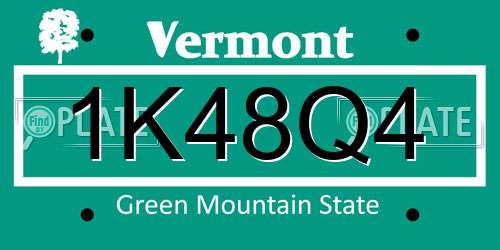1K48Q4 Vermont License Plate