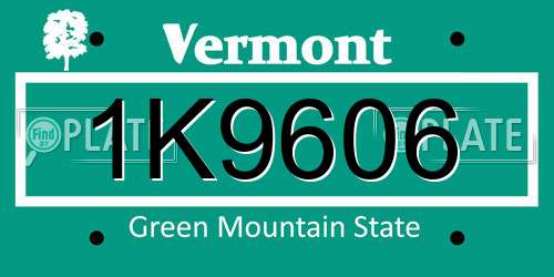 1K9606 Vermont License Plate