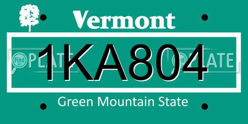 1KA804 Vermont License Plate