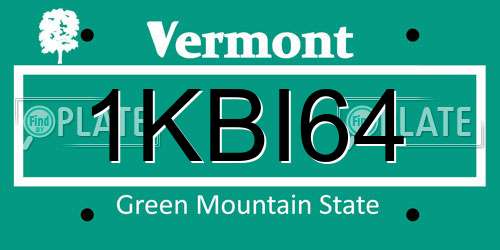 1KBI64 Vermont License Plate