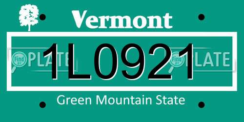 1L0921 Vermont License Plate