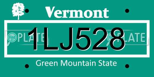 1LJ528 Vermont License Plate