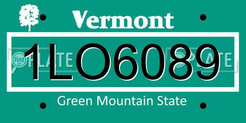1LO6089 Vermont License Plate