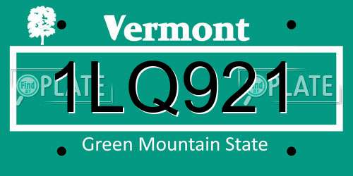 1LQ921 Vermont License Plate
