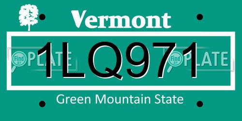 1LQ971 Vermont License Plate