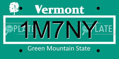 1M7NY Vermont License Plate
