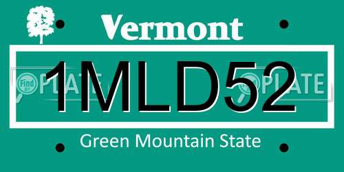 1MLD52 Vermont License Plate