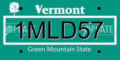 1MLD57 Vermont License Plate
